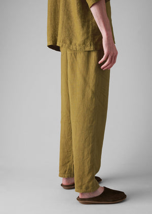 Alfie Garment Dyed Linen Trousers | Durian Green