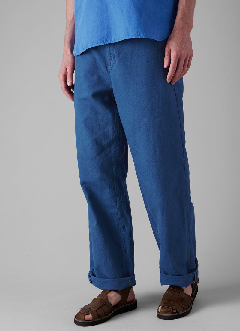 Rory Cotton Linen Drawstring Trousers | Washed Indigo