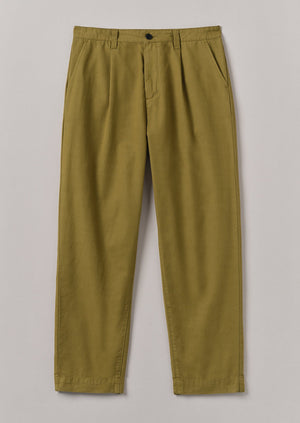 Otto Cotton Pleat Trousers | Warm Olive