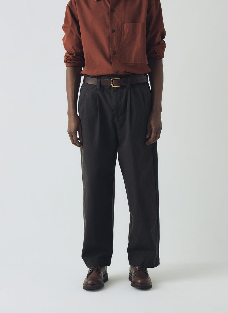 Bill Cotton Canvas Wide Leg Trousers | Soft Black