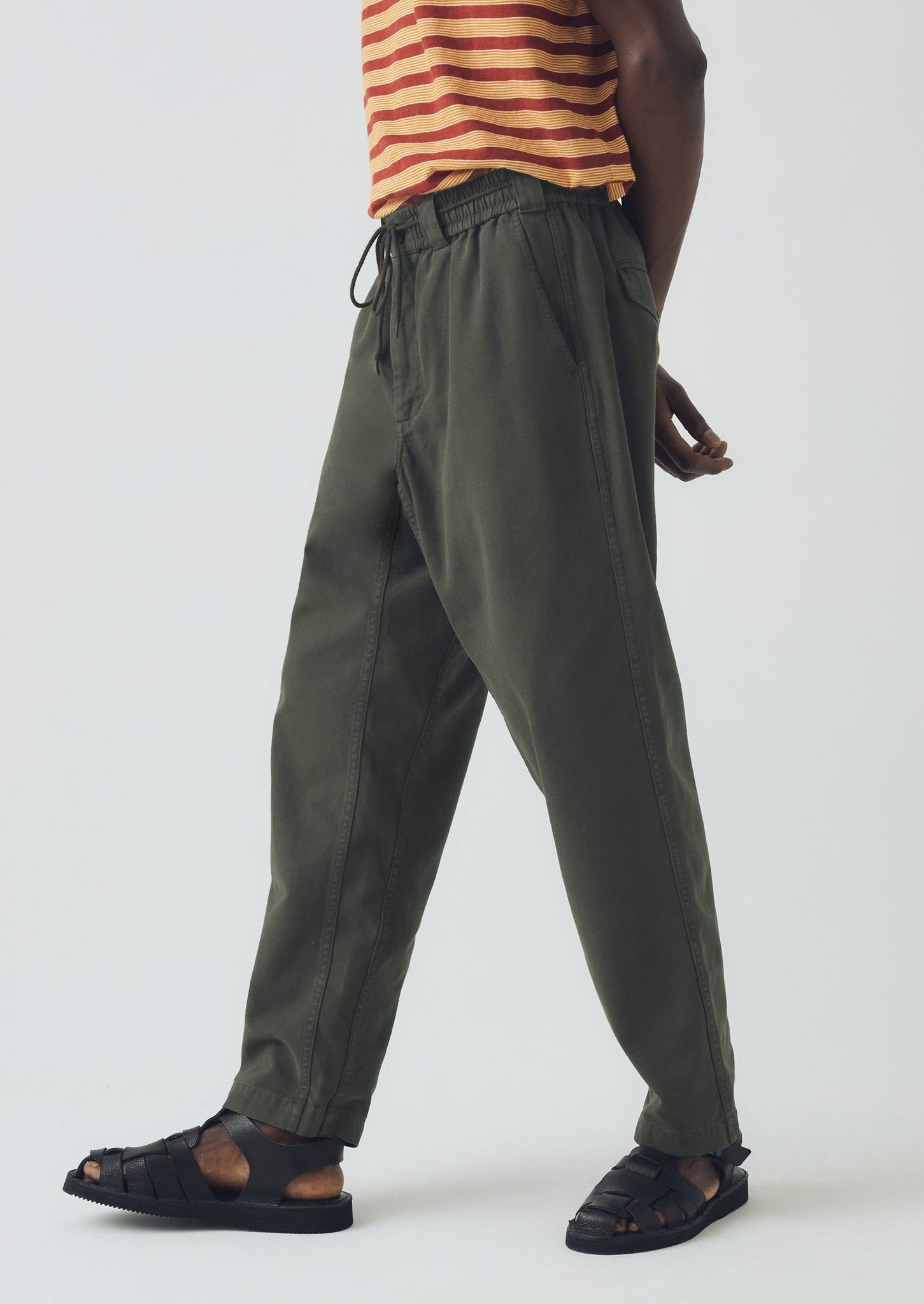 Cotton Canvas Elasticated Trousers | Peat