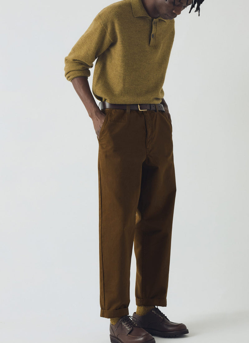 Garment Dyed Cotton Twill Trousers | Bronze