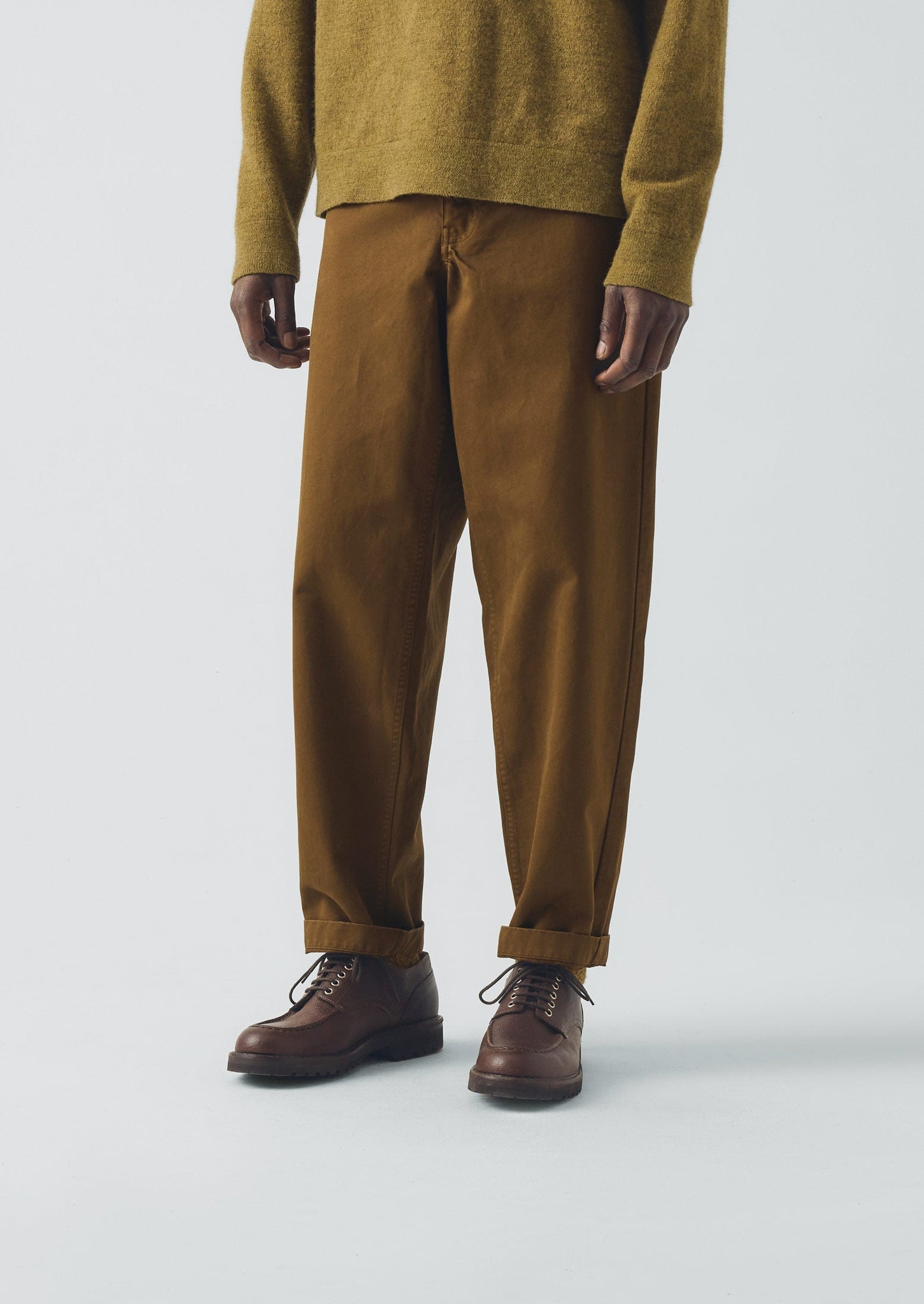 Garment Dyed Cotton Twill Trousers | Bronze
