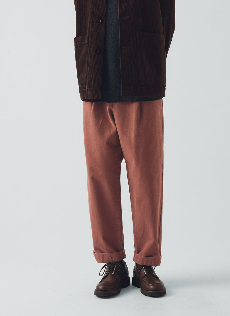 Otto Cotton Herringbone Pleat Trousers | Cacao