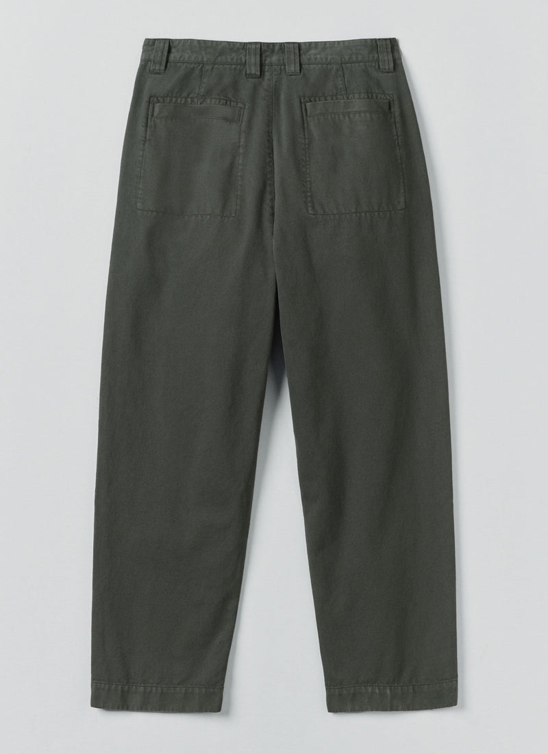 Otto Cotton Herringbone Pleat Trousers | Dark Mineral Green