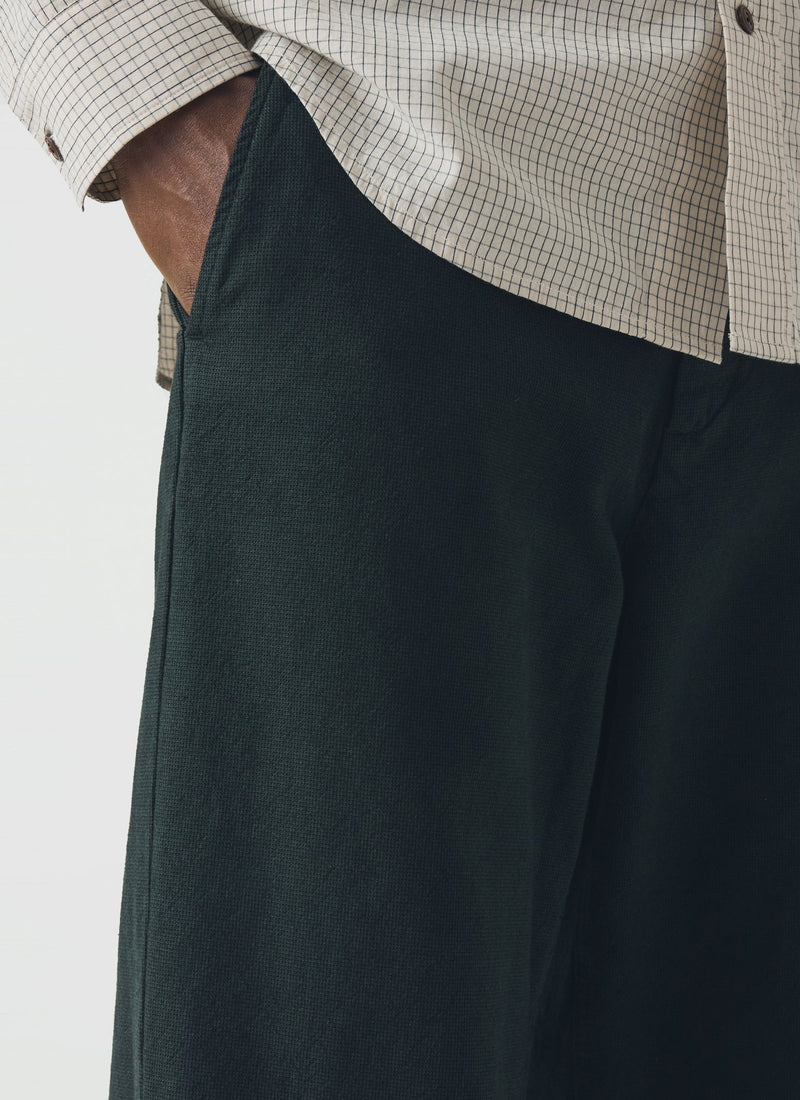 Rory Overdyed Micro Houndstooth Cotton Trousers | Oil Green