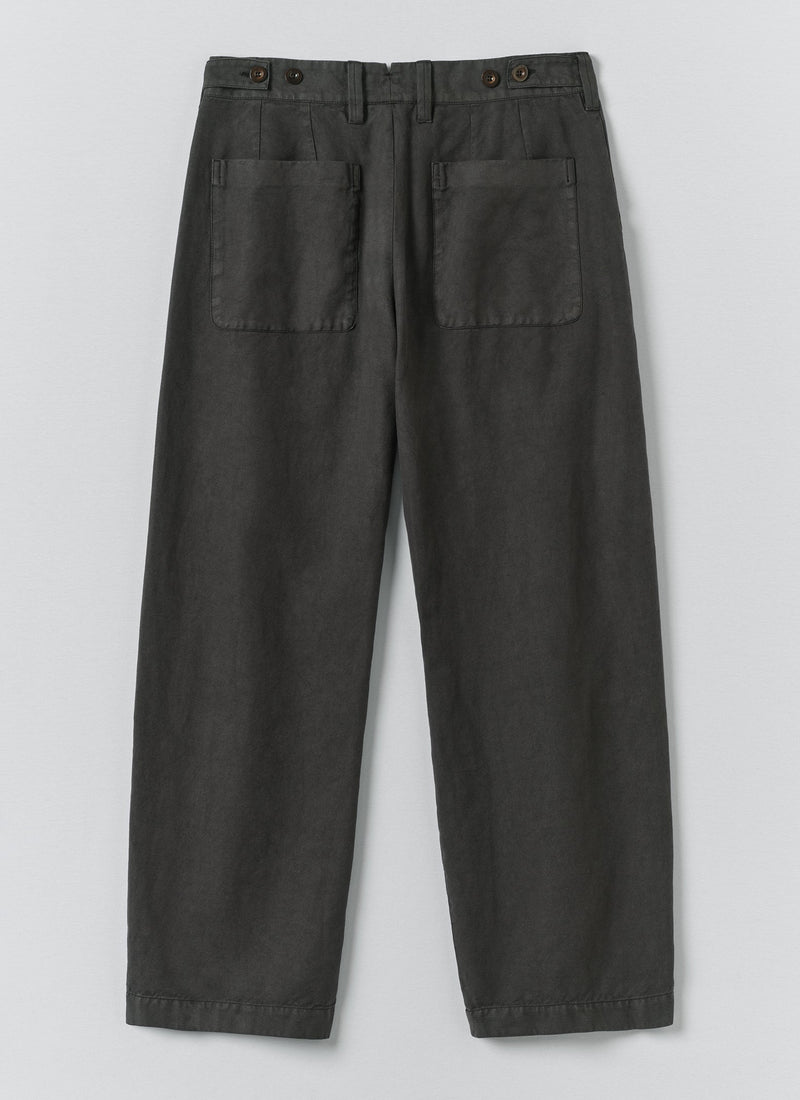 Jude Wide Leg Cotton Twill Trousers | Soft Black