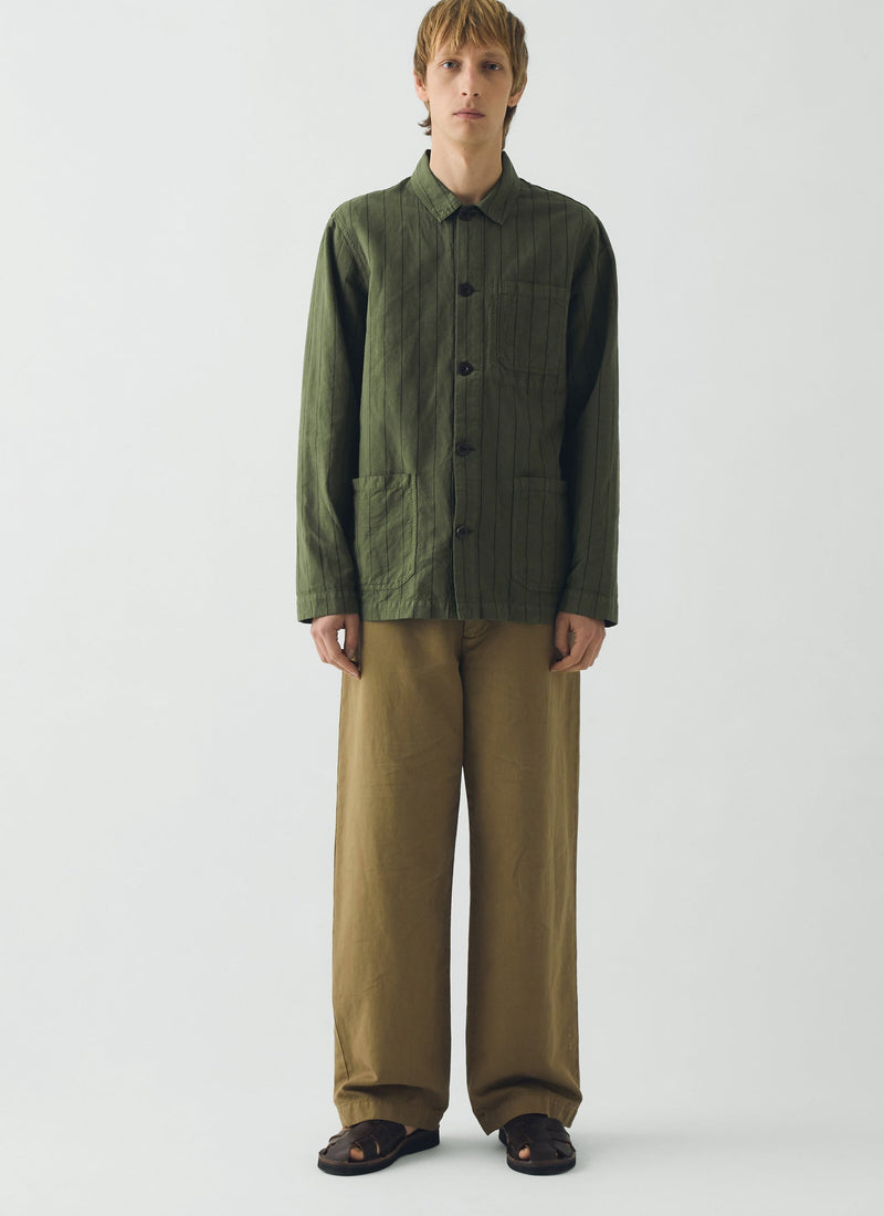 Jude Wide Leg Cotton Twill Trousers | Olive Leaf