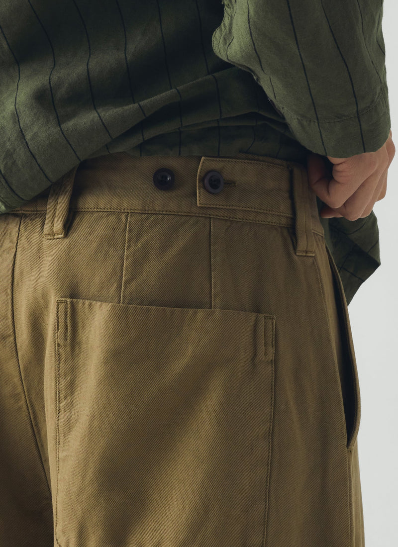 Jude Wide Leg Cotton Twill Trousers | Olive Leaf