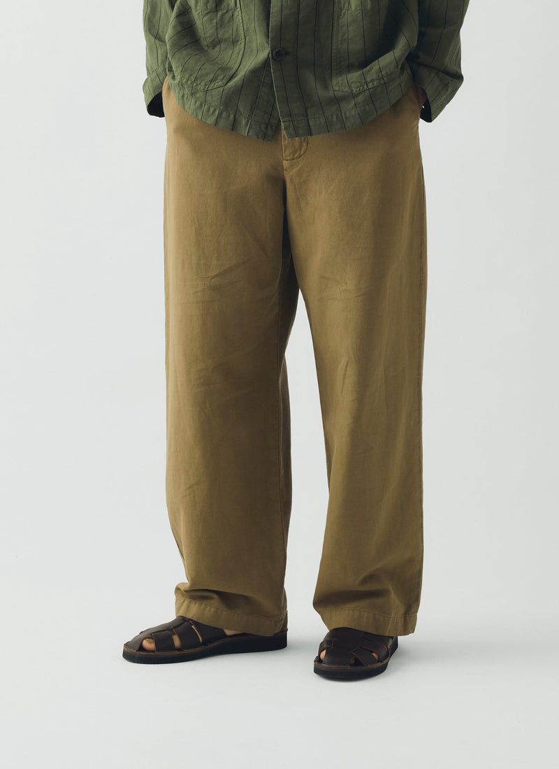 Jude Wide Leg Cotton Twill Trousers | Olive Leaf