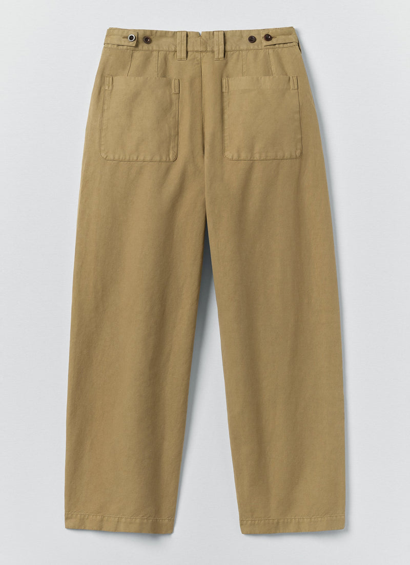 Jude Wide Leg Cotton Twill Trousers | Olive Leaf