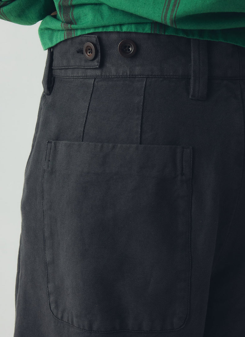 Jude Wide Leg Cotton Twill Trousers | Soft Black