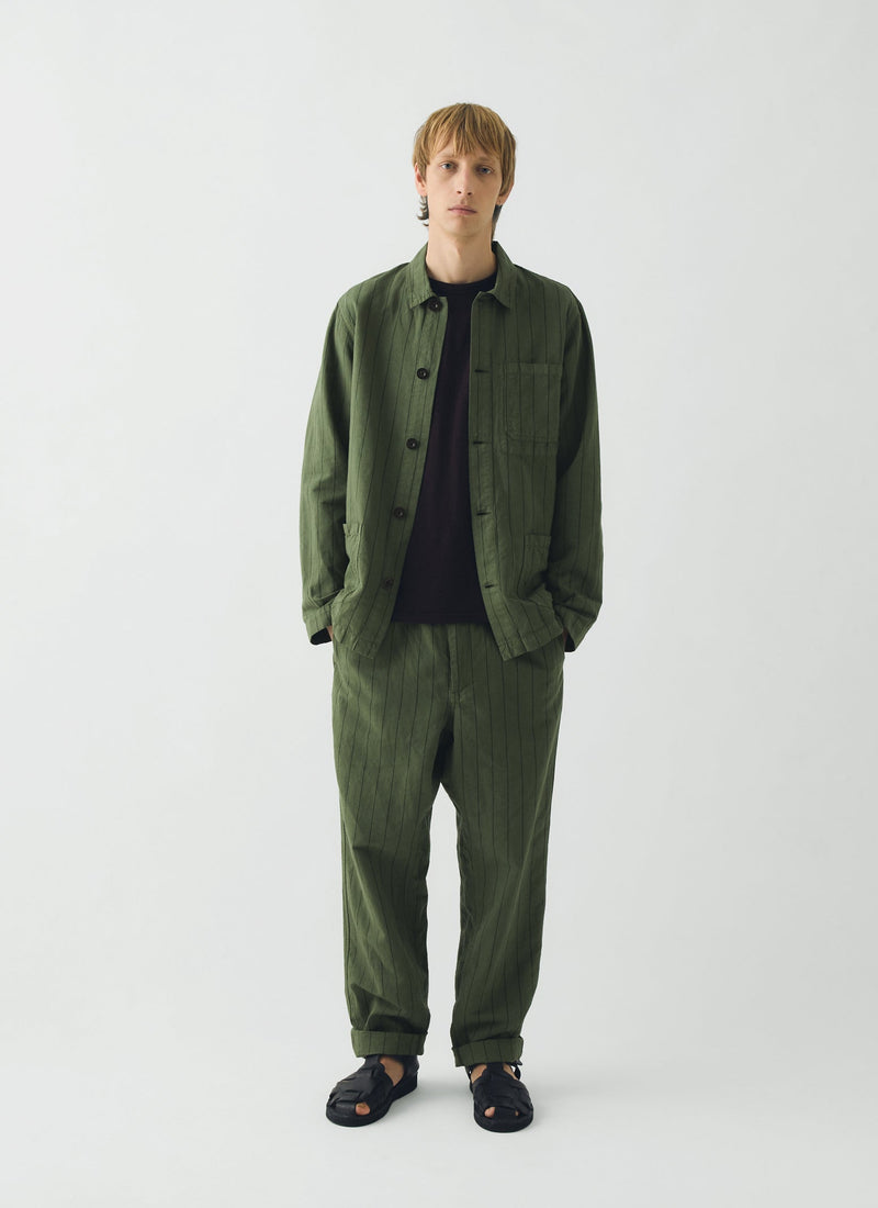 Overdyed Stripe Elasticated Cotton Linen Trousers | Basil