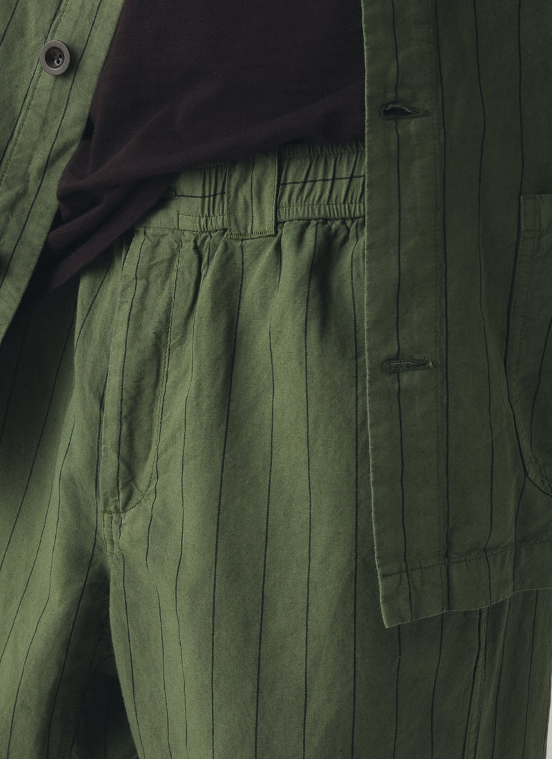 Overdyed Stripe Elasticated Cotton Linen Trousers | Basil
