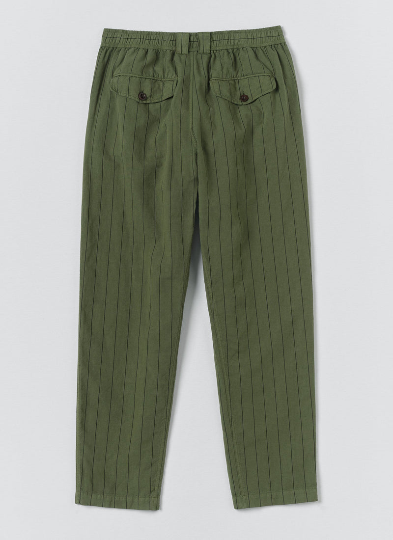 Overdyed Stripe Elasticated Cotton Linen Trousers | Basil