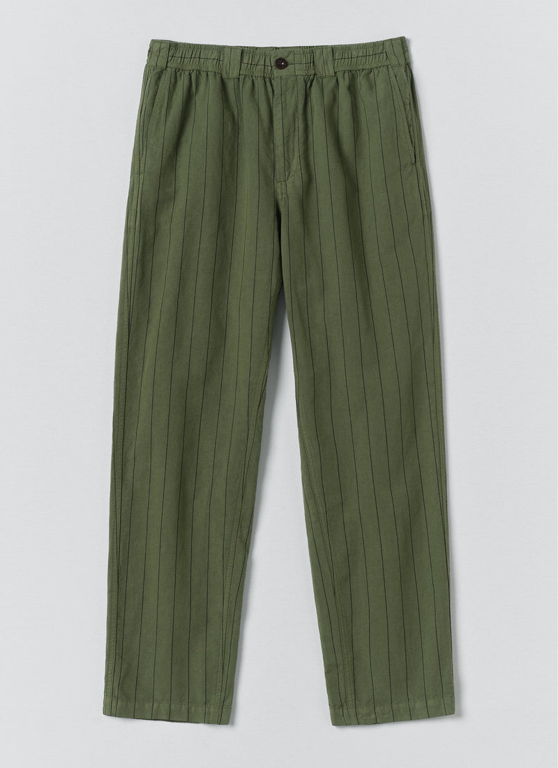 Overdyed Stripe Elasticated Cotton Linen Trousers | Basil