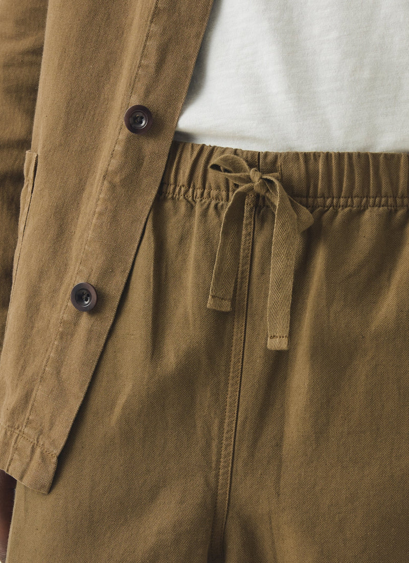 Alfie Garment Dyed Herringbone Trousers | Woodland Green