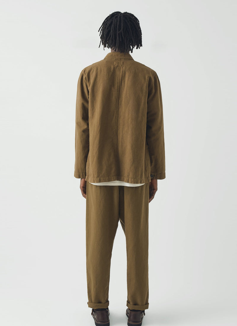 Alfie Garment Dyed Herringbone Trousers | Woodland Green