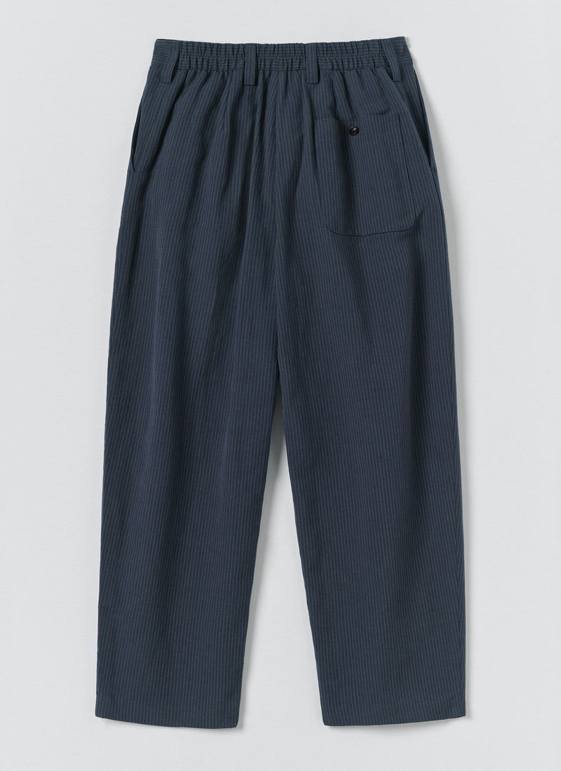 Caspar Stripe Pleat Trousers | Navy/Fawn