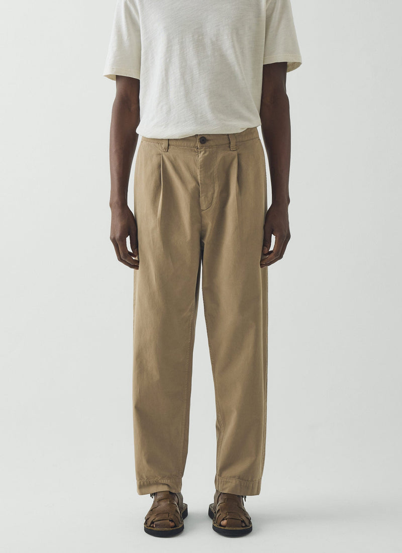 Otto Pleated Cotton Twill Trousers | Oyster