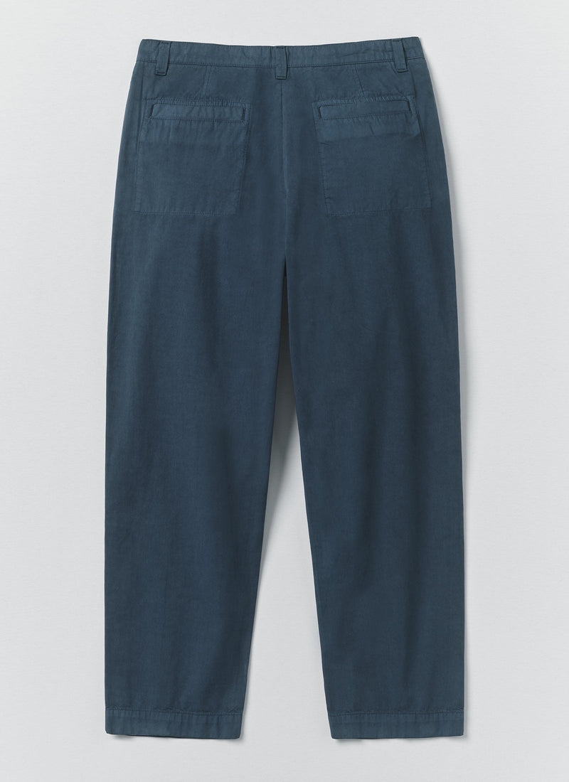 Otto Pleated Cotton Twill Trousers | Smoke Blue