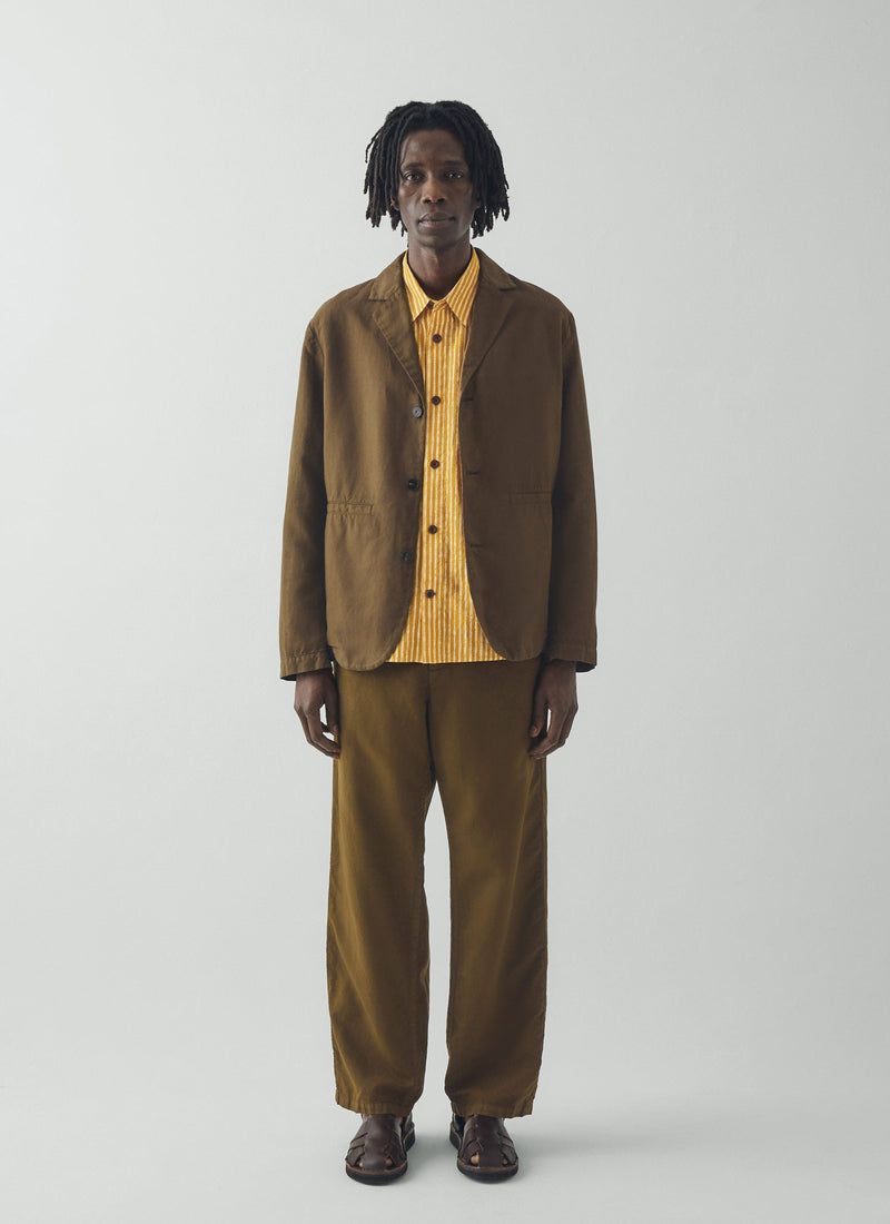 Rory Elasticated Cotton Linen Trousers | Bronze Green
