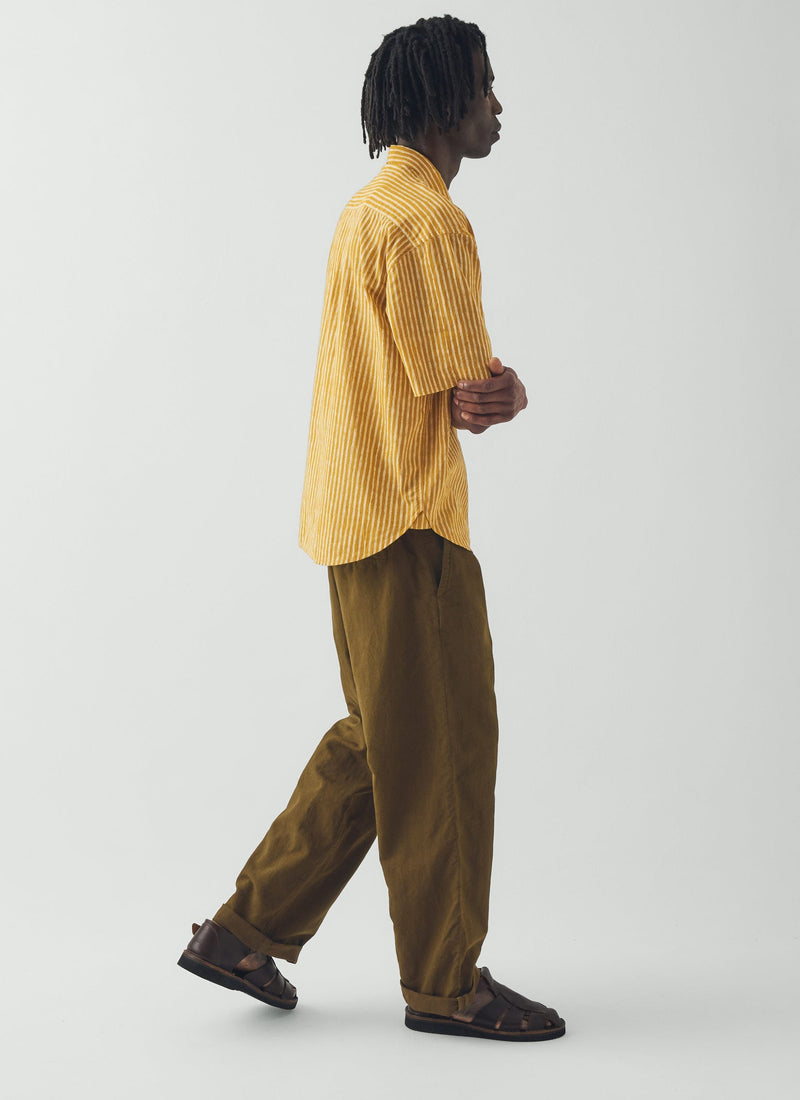 Rory Elasticated Cotton Linen Trousers | Bronze Green