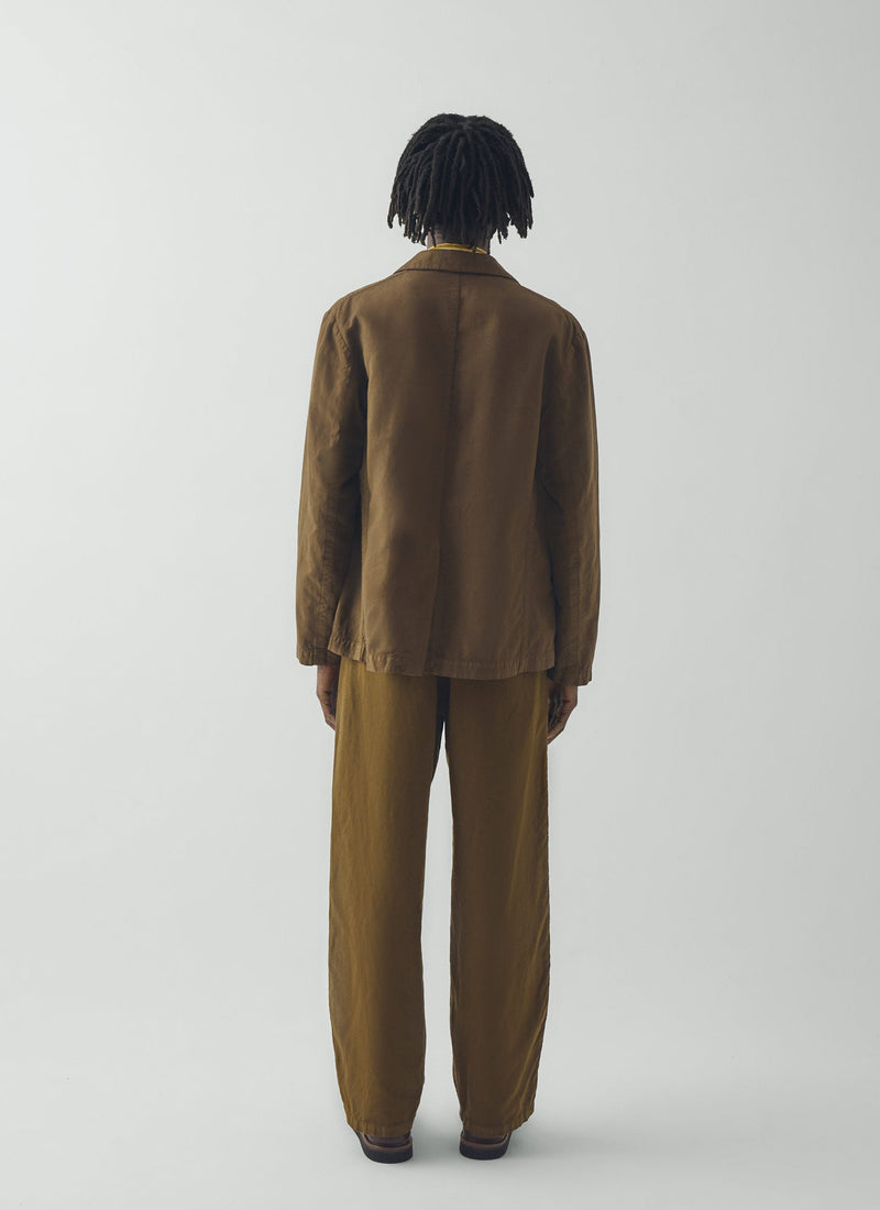 Rory Elasticated Cotton Linen Trousers | Bronze Green