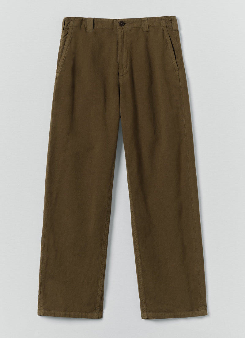 Rory Elasticated Cotton Linen Trousers | Bronze Green