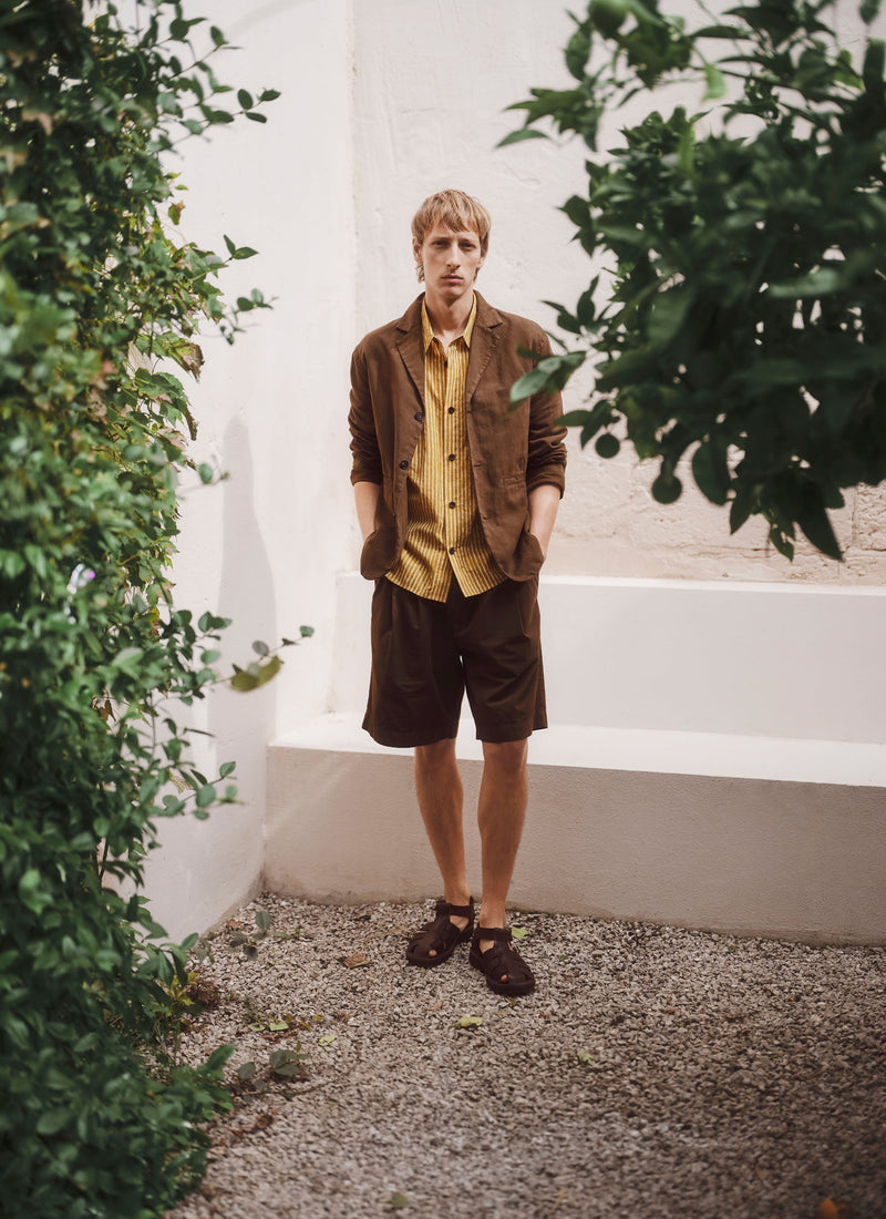 Double Pleat Cotton Poplin Shorts | Bronze Green
