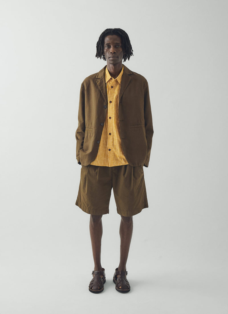 Double Pleat Cotton Poplin Shorts | Bronze Green
