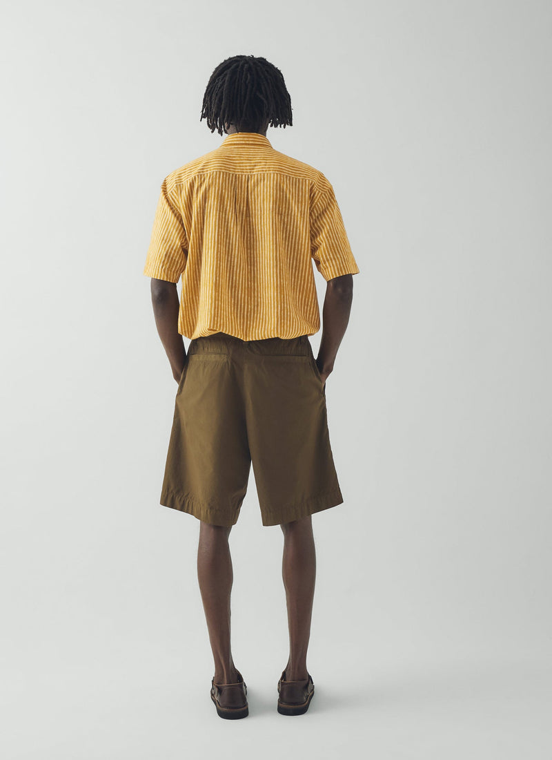 Double Pleat Cotton Poplin Shorts | Bronze Green