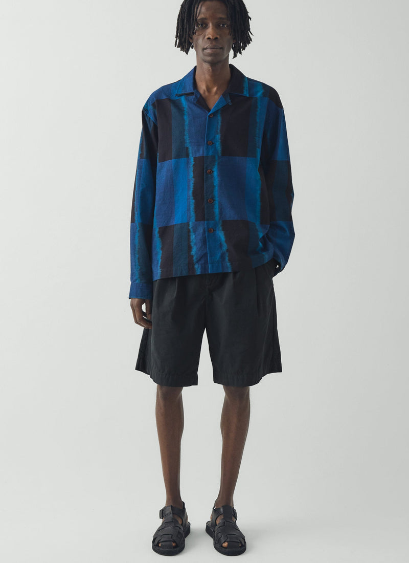 Double Pleat Cotton Poplin Shorts | Washed Black