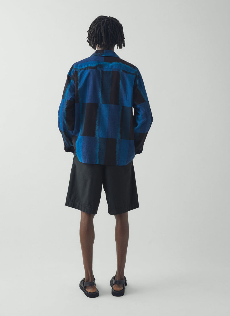 Double Pleat Cotton Poplin Shorts | Washed Black