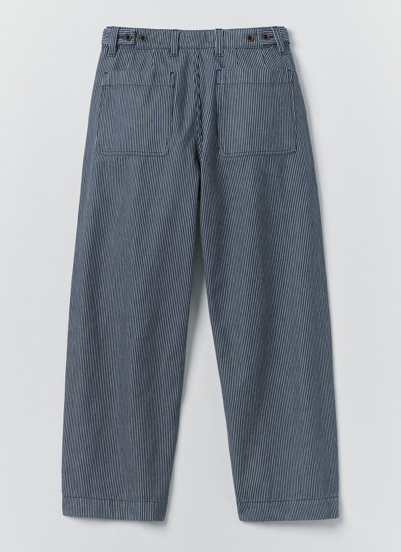 Jude Stripe Wide Leg Denim Trousers | Ecru/Indigo