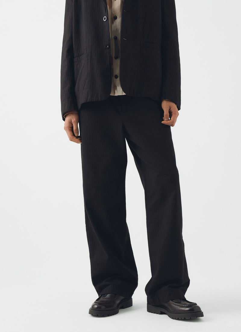 Jude Brushed Cotton Herringbone Trousers | Chocolate