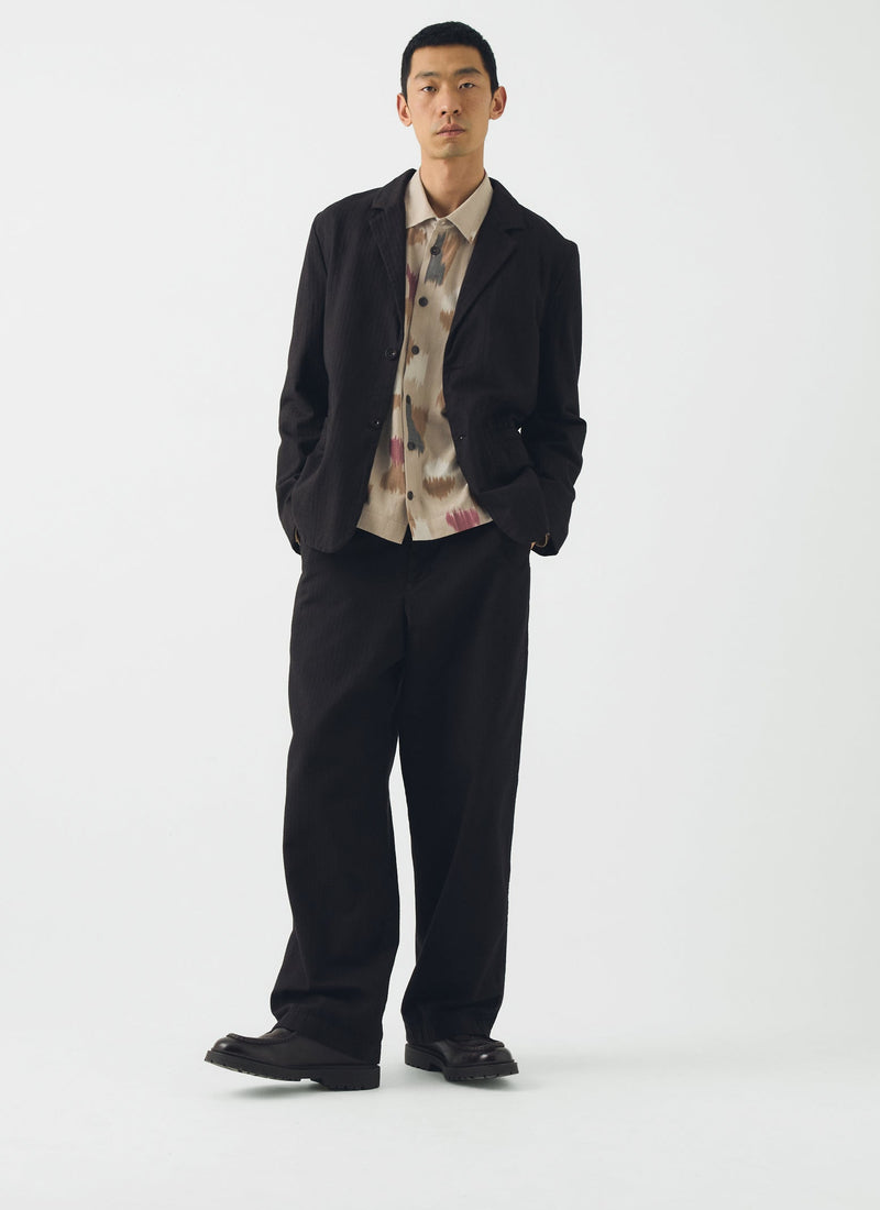 Jude Brushed Cotton Herringbone Trousers | Chocolate