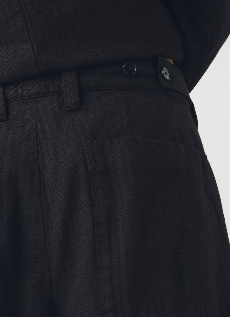 Jude Brushed Cotton Herringbone Trousers | Chocolate