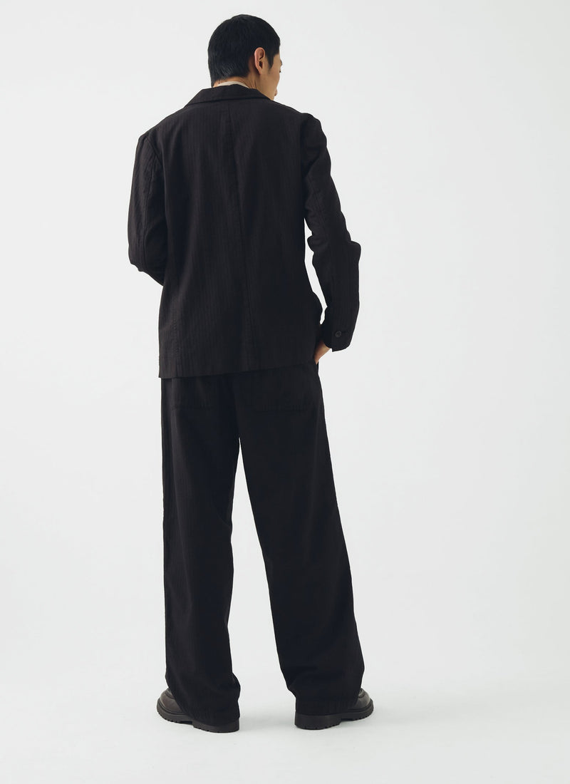 Jude Brushed Cotton Herringbone Trousers | Chocolate