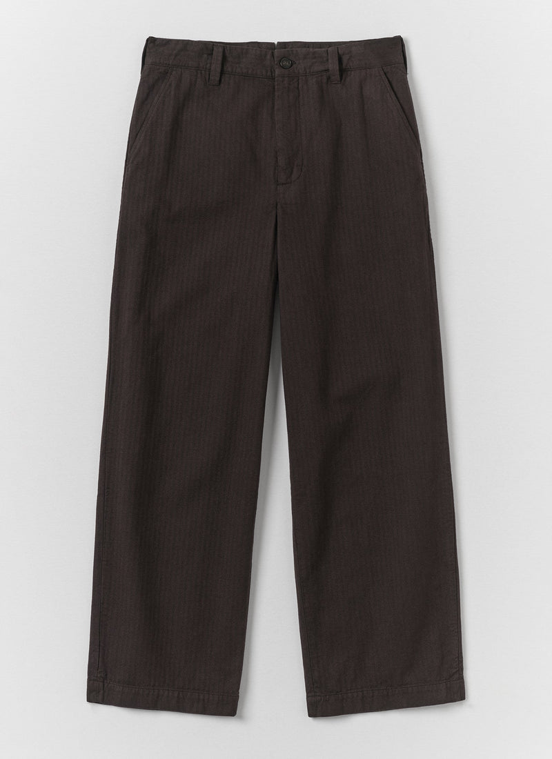 Jude Brushed Cotton Herringbone Trousers | Chocolate