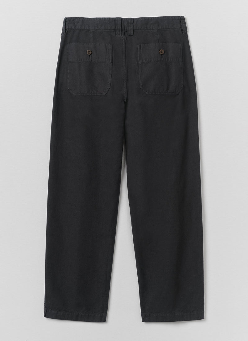 Rory Straight Leg Cotton Linen Trousers | Washed Black