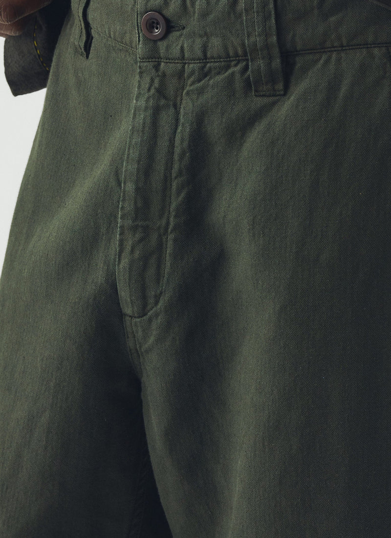 Rory Straight Leg Cotton Linen Trousers | Dark Moss