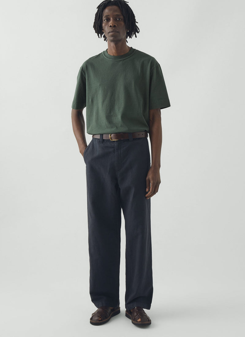 Rory Straight Leg Cotton Linen Trousers | Washed Black