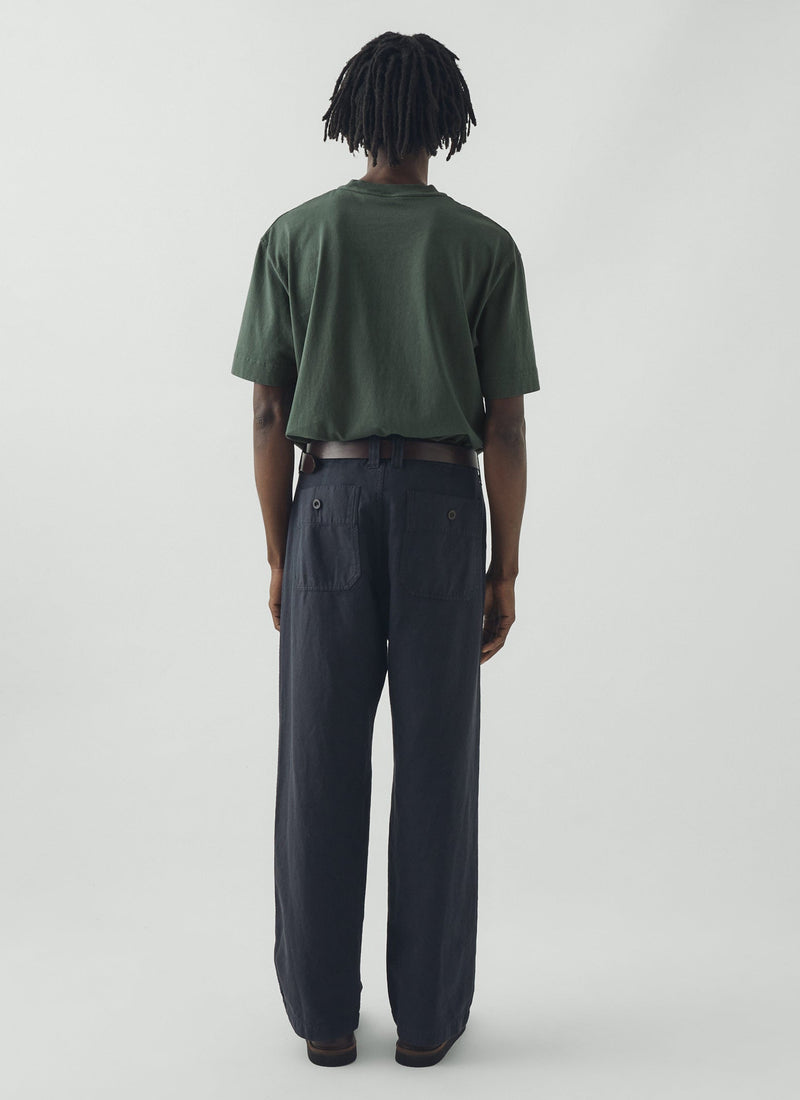Rory Straight Leg Cotton Linen Trousers | Washed Black