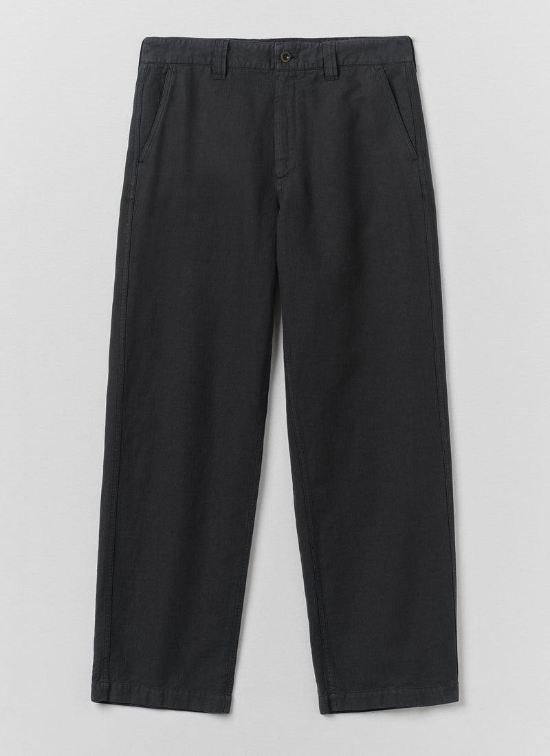 Rory Straight Leg Cotton Linen Trousers | Washed Black