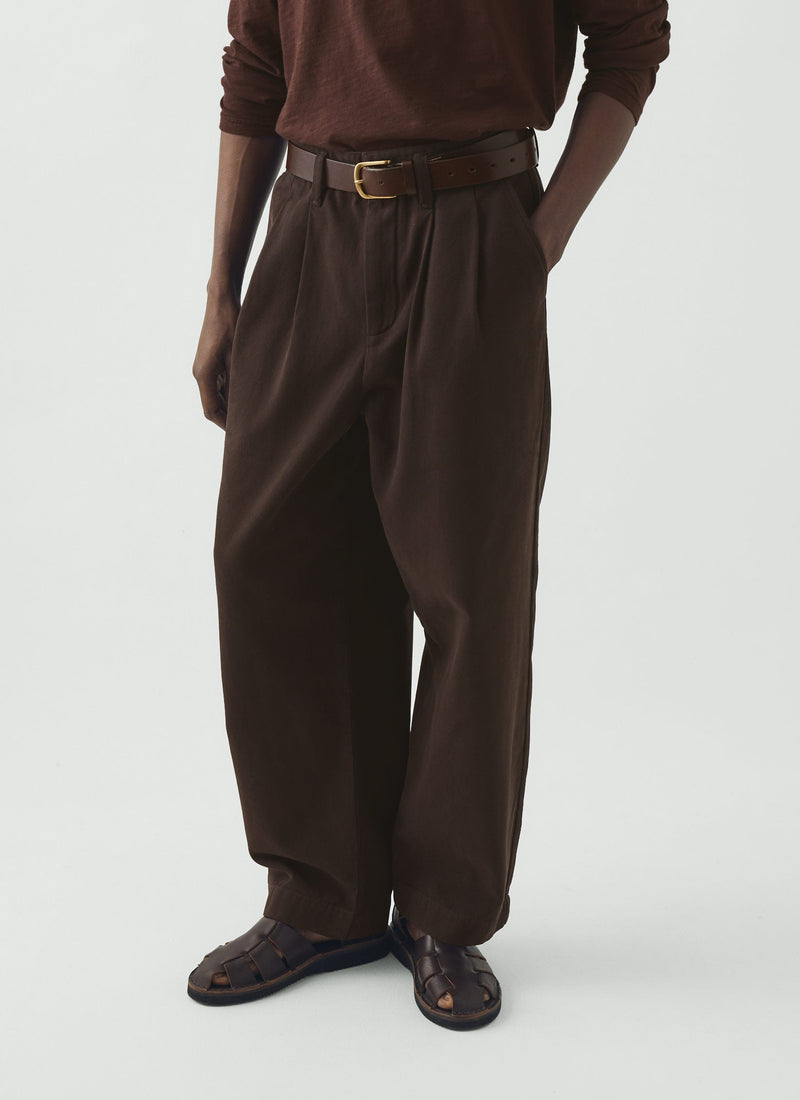Bill Cotton Canvas Wide Leg Trousers | Mahogany
