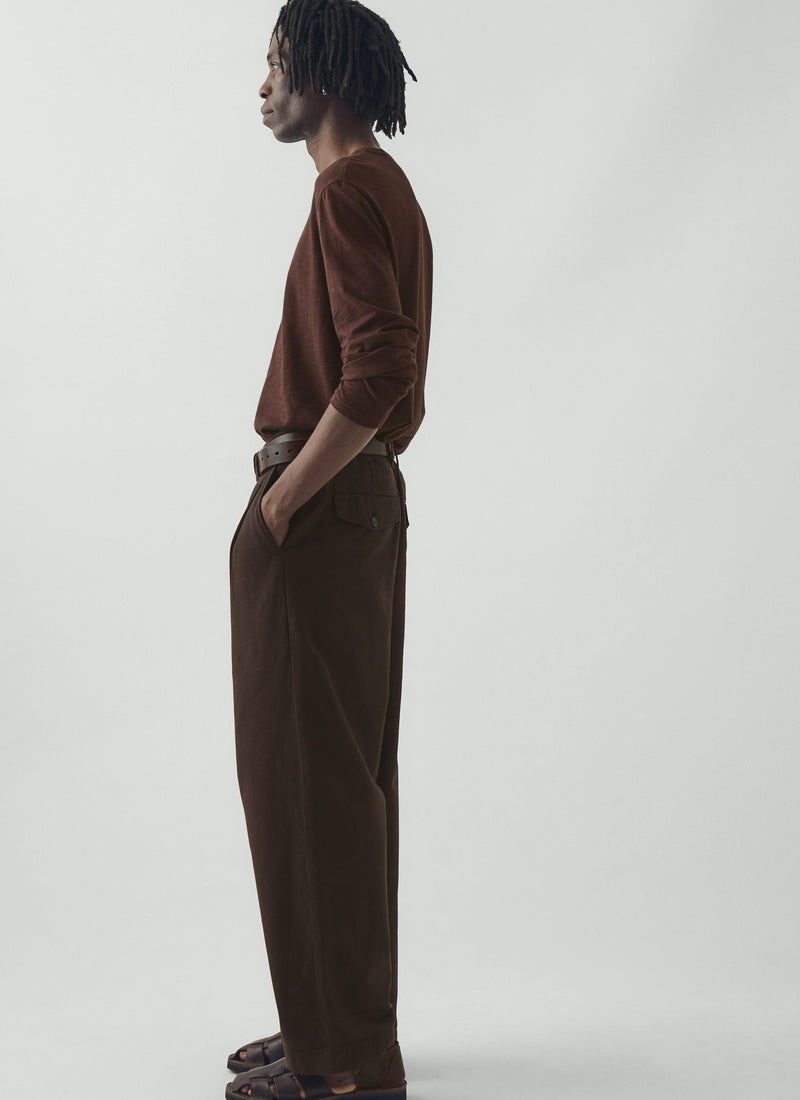 Bill Cotton Canvas Wide Leg Trousers | Mahogany