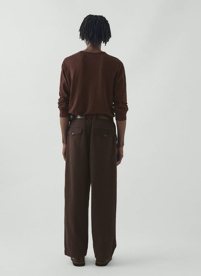 Bill Cotton Canvas Wide Leg Trousers | Mahogany