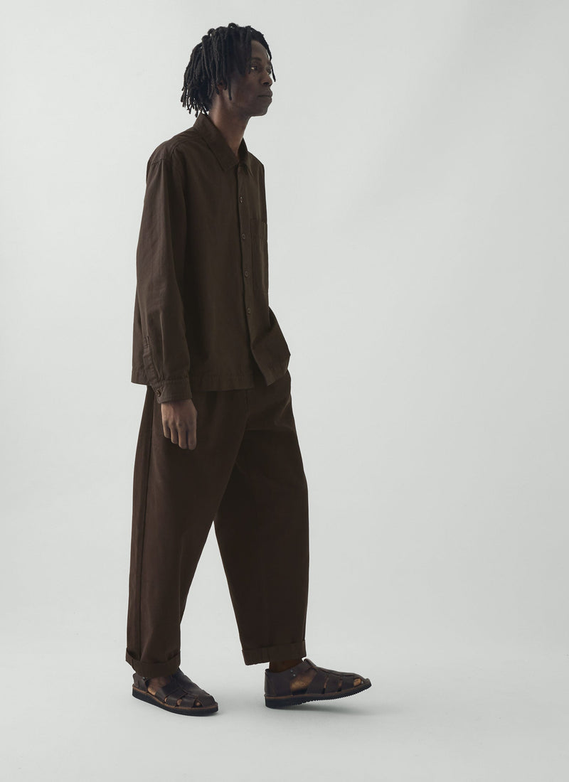 Bill Cotton Canvas Wide Leg Trousers | Mahogany