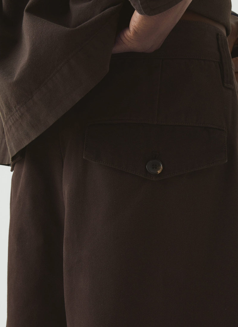 Bill Cotton Canvas Wide Leg Trousers | Mahogany